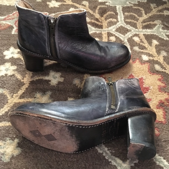 BED/STU NYC Hand Made Yell Black Leather Distressed Stack Heel Ankle Boots 6.5 - Picture 5 of 8